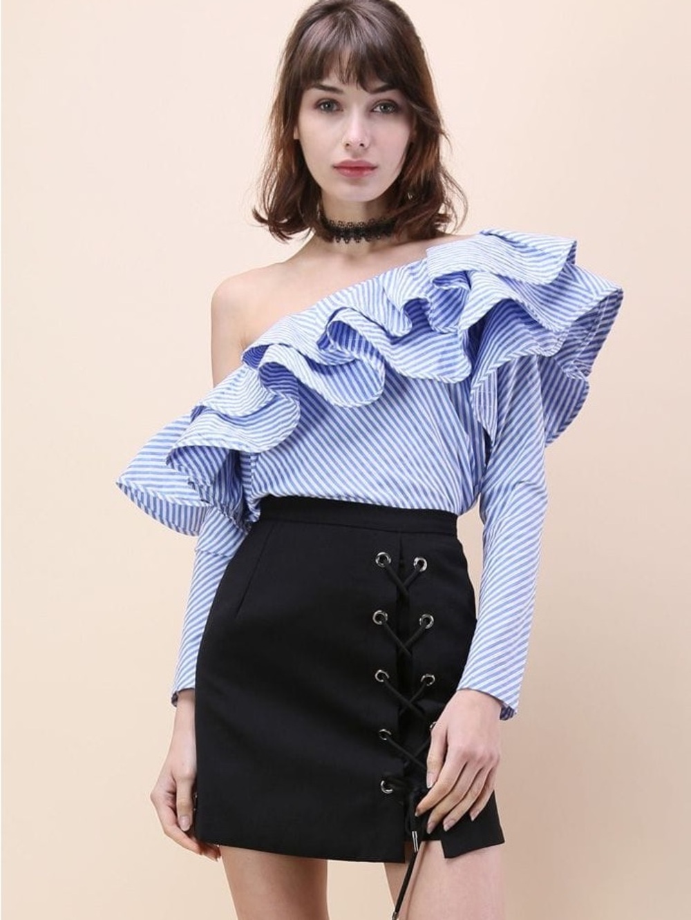 Chicwish One-Shoulder Ruffle Top